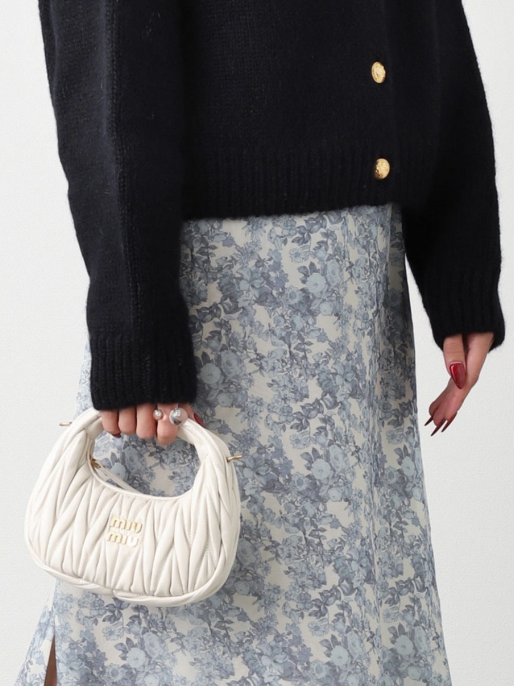 Mini Wander Dumpling Matelassé Nappa Hobo Bag in White - Picture 13 of 16